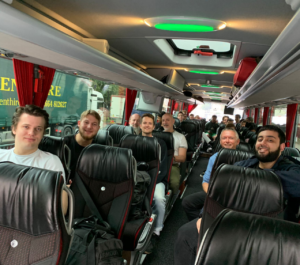 Employees on a coach en route to Bristol